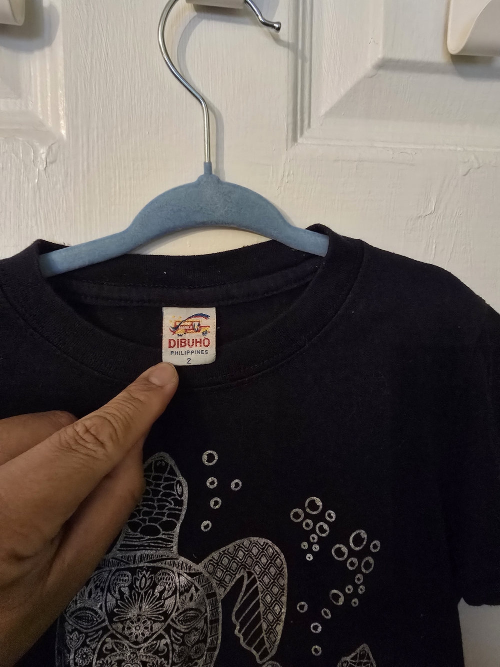 Kids Navy Short-Sleeve Tee with Silver Turtle Design